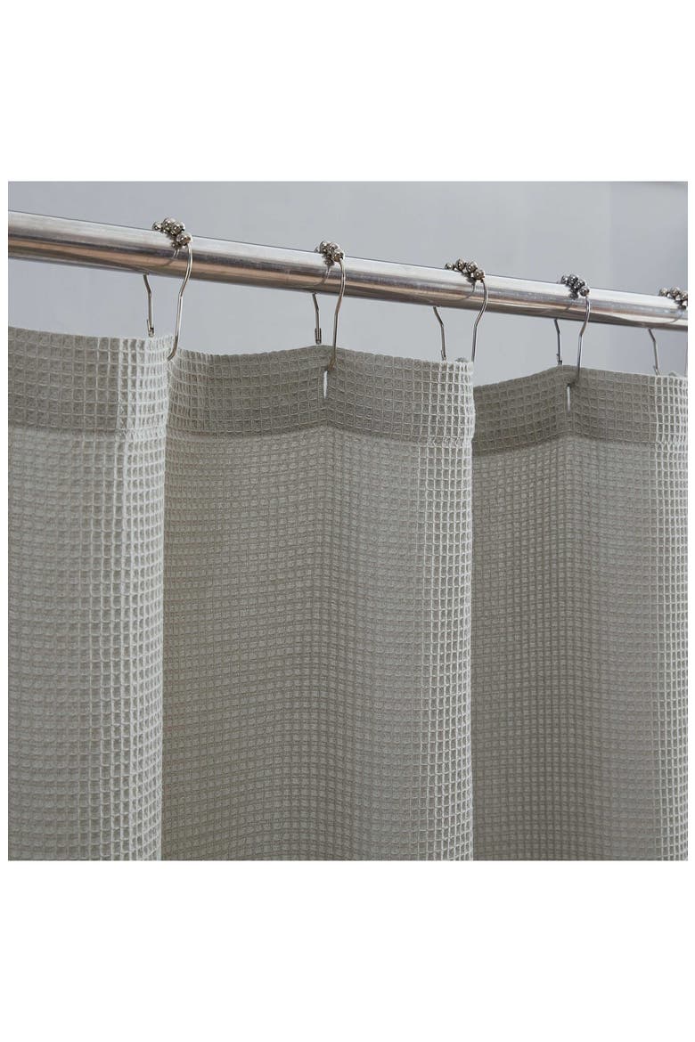 Waffle Textured Shower Curtain, Alternate, color, LT-PASTEL GREY
