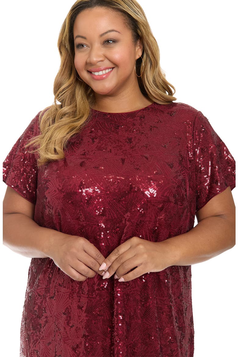 Sequin T-Shirt Dress, Alternate, color, WINE