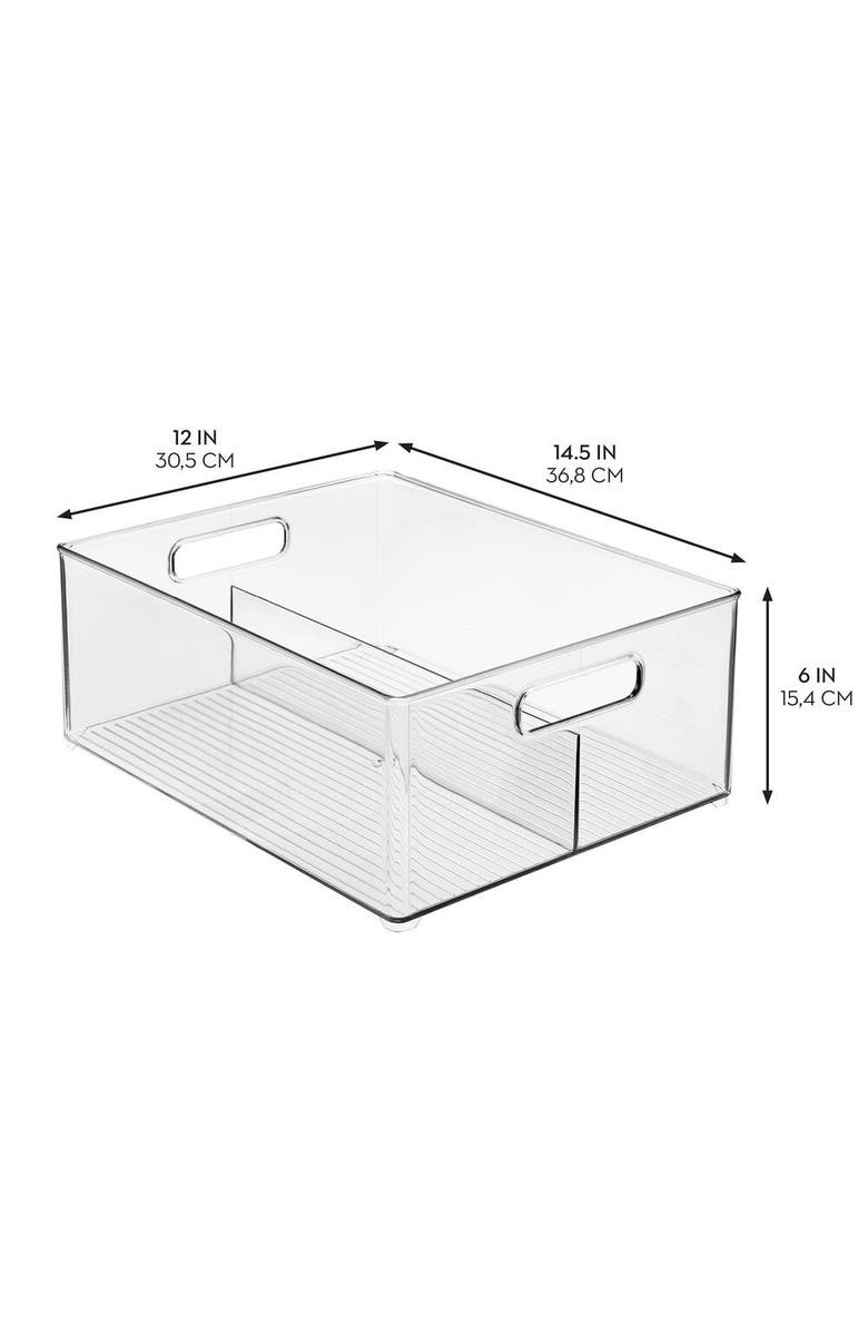 iDesign Divided Pantry Bin with Handles for Fridge or Pantry - Set of 2 - Clear, Alternate, color, Clear