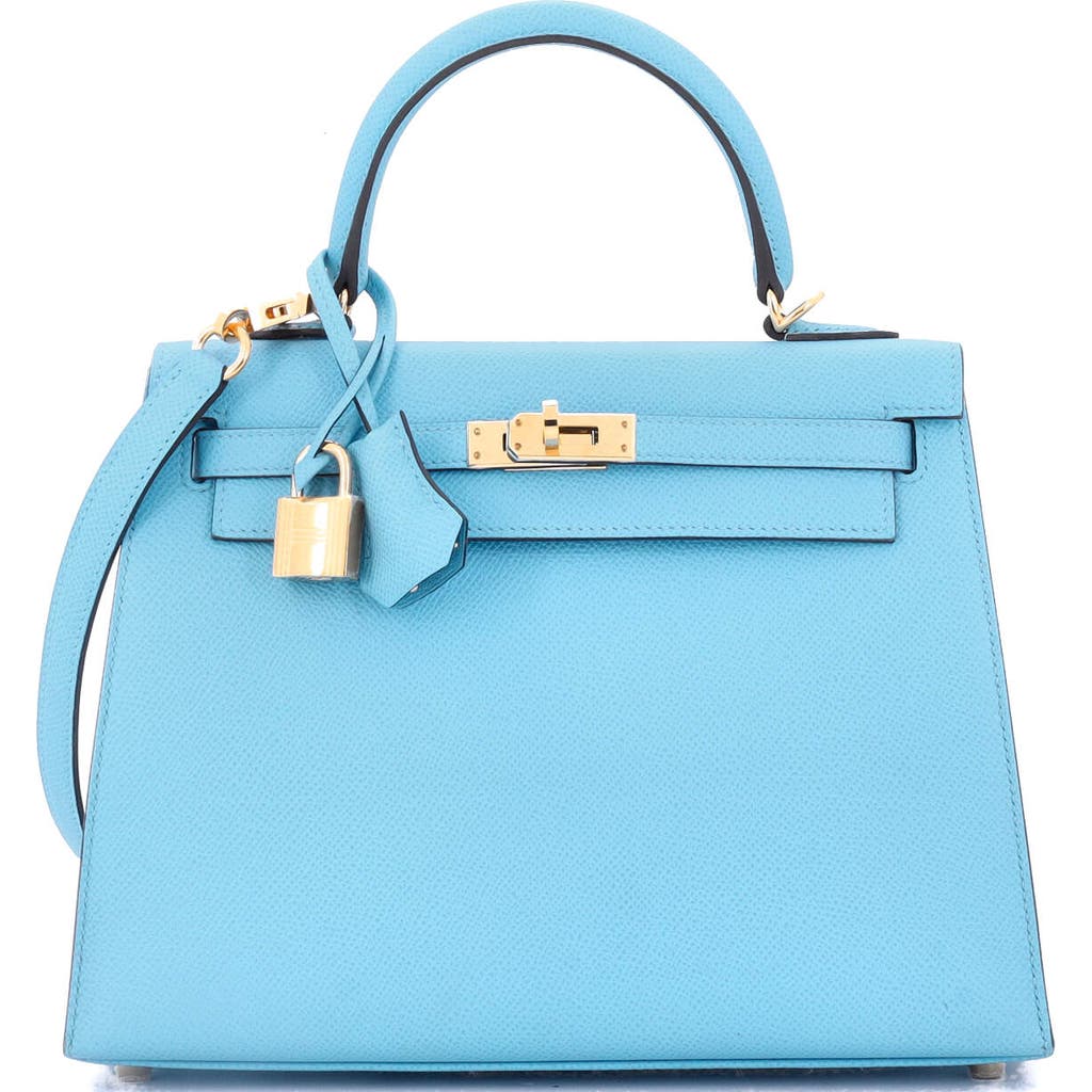 Pre-owned Hermes Hermes Kelly Handbag Blue Epsom With Gold Hardware 25 In Blue