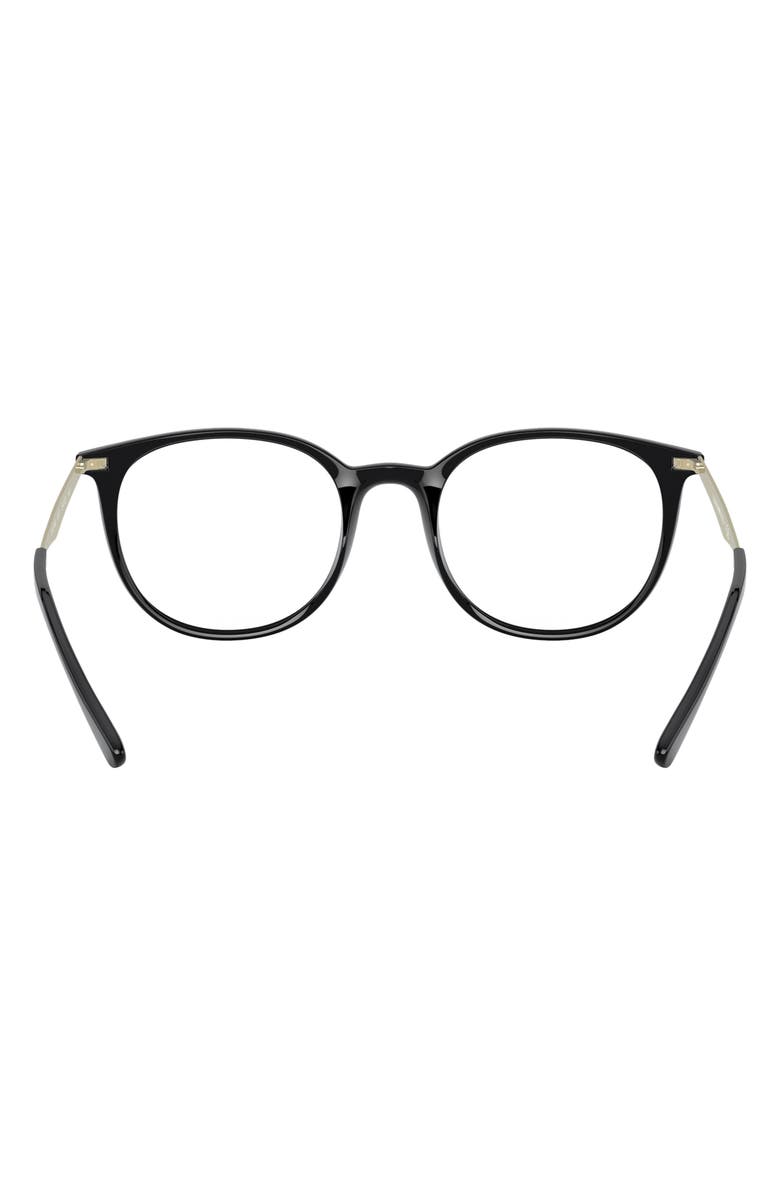 Emporio Armani 52mm Round Optical Glasses, Alternate, color, Shiny Black / Demo Lens