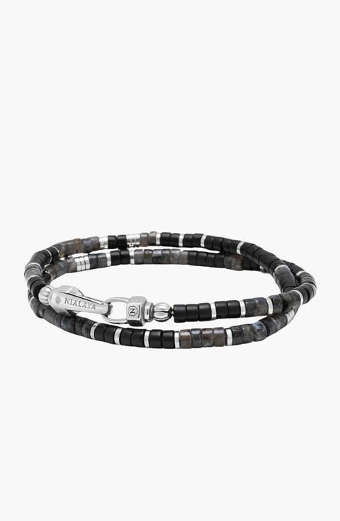 Onyx And Labradorite Heishi Wrap Bracelet