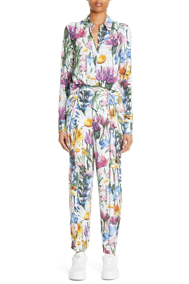 Floral Print Straight Leg Pants, Alternate, color, 8475- MULTICOLOR