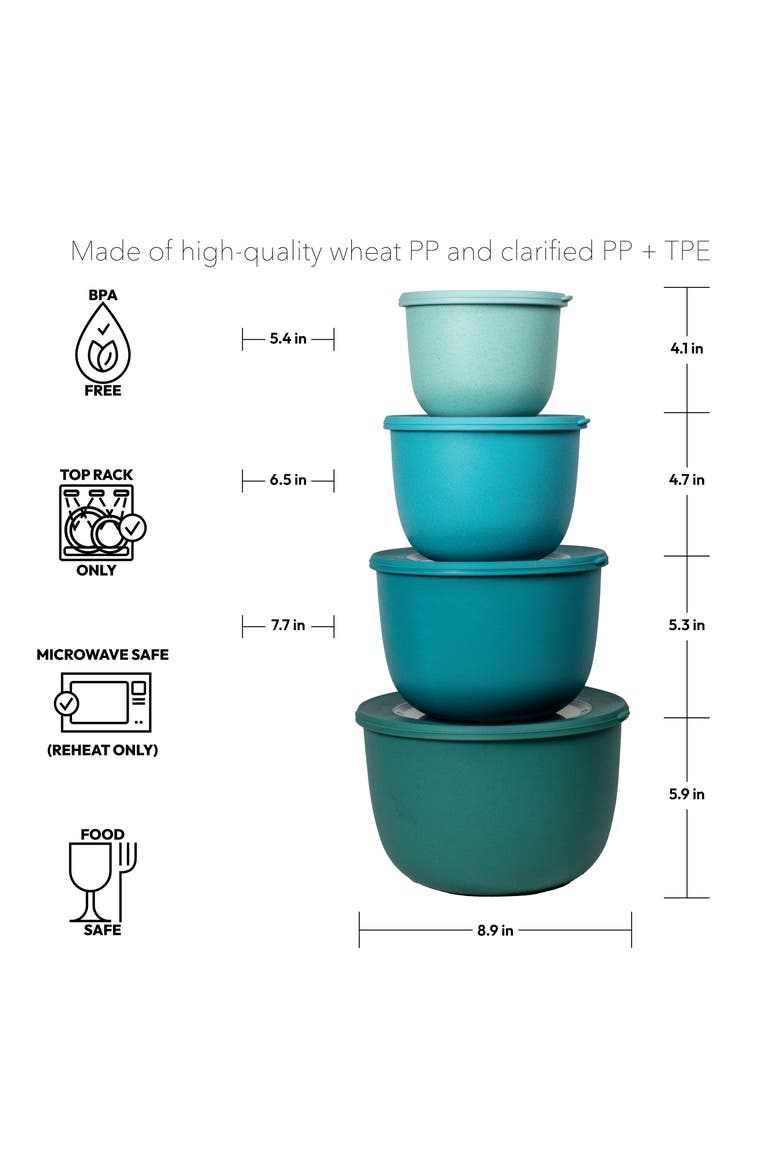 Set of 4 Stackable Melamine Mixing Bowls, Alternate, color, BLUE