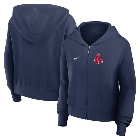 Women's Nike Navy Boston Red Sox Cropped Chill Full-Zip Hoodie