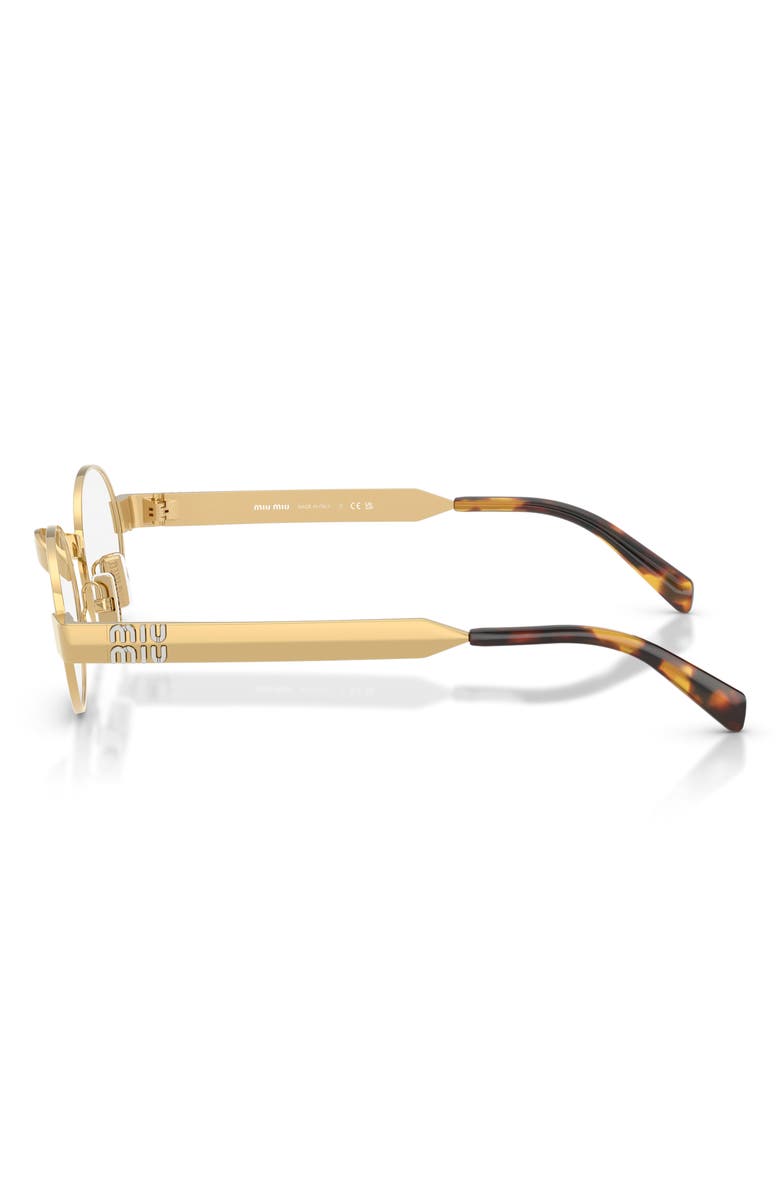 Miu Miu 47mm Small Oval Sunglasses, Alternate, color, Gold / Clear Blue Light Filter
