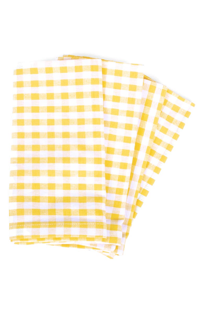 8 OAK LANE Yellow Gingham Set of 4 Napkins, Main, color,