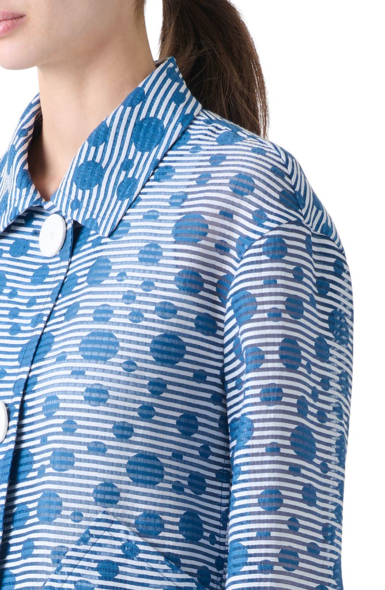 Akris punto Stripe Dot Organza Crop Jacket, Alternate, color, Cream-Medium Blue
