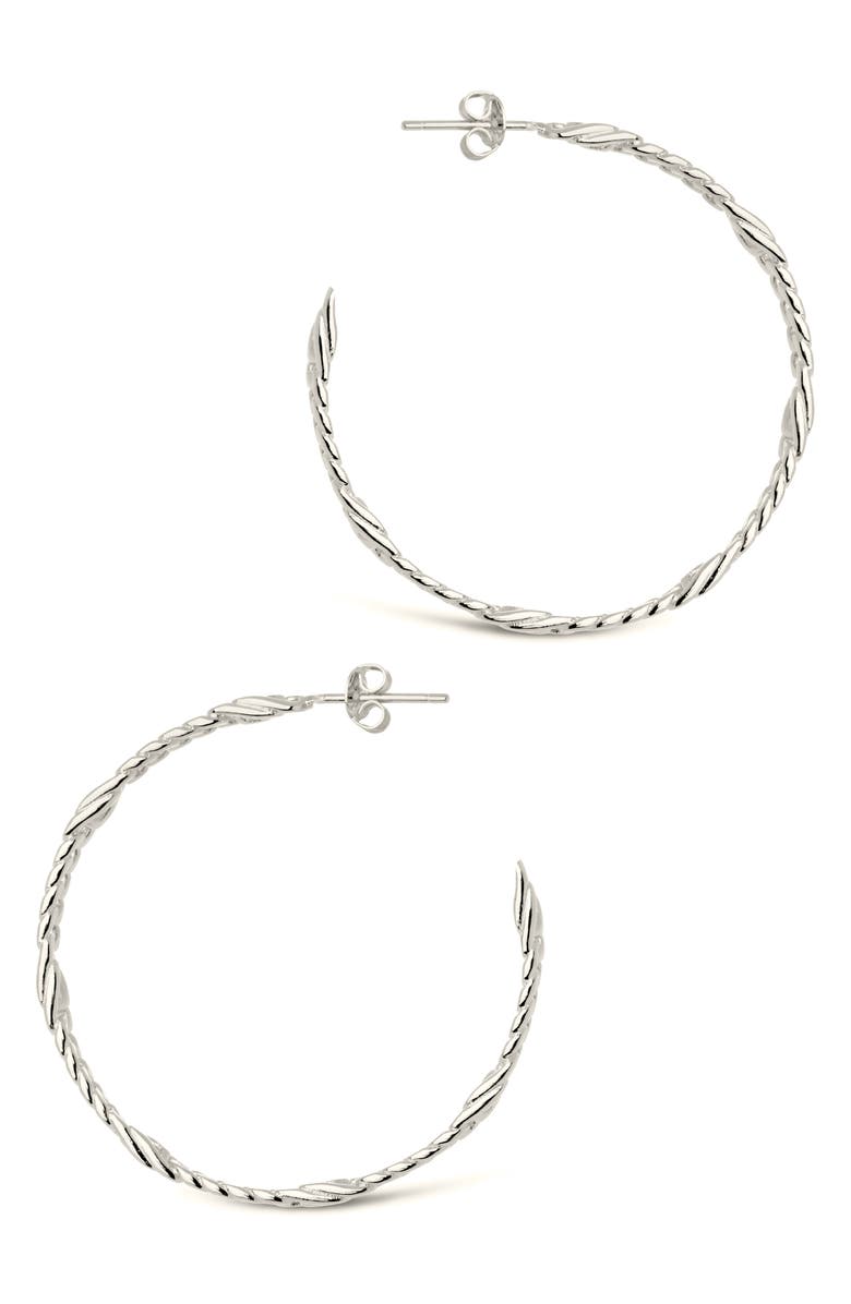 Sterling Forever Claudette Hoop Earrings, Alternate, color, Silver