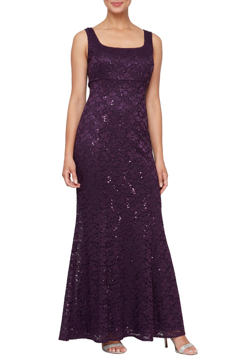 SL FASHIONS Sequin Lace A-Line Gown with Jacket, Alternate, color, Egg