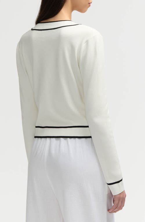 Nvlt Stripe Crop Cardigan In White