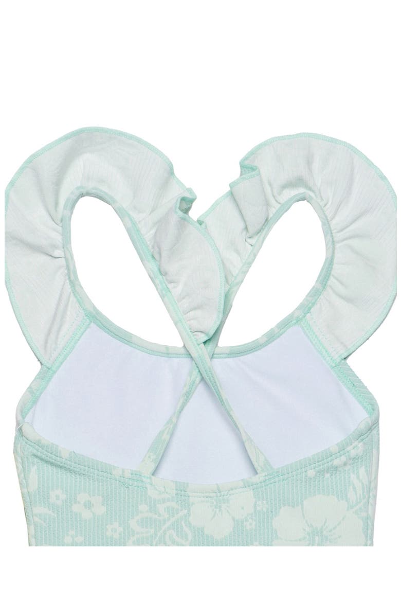 California Dreams Textured Square Neck Ruffle One Piece, Alternate, color, Green