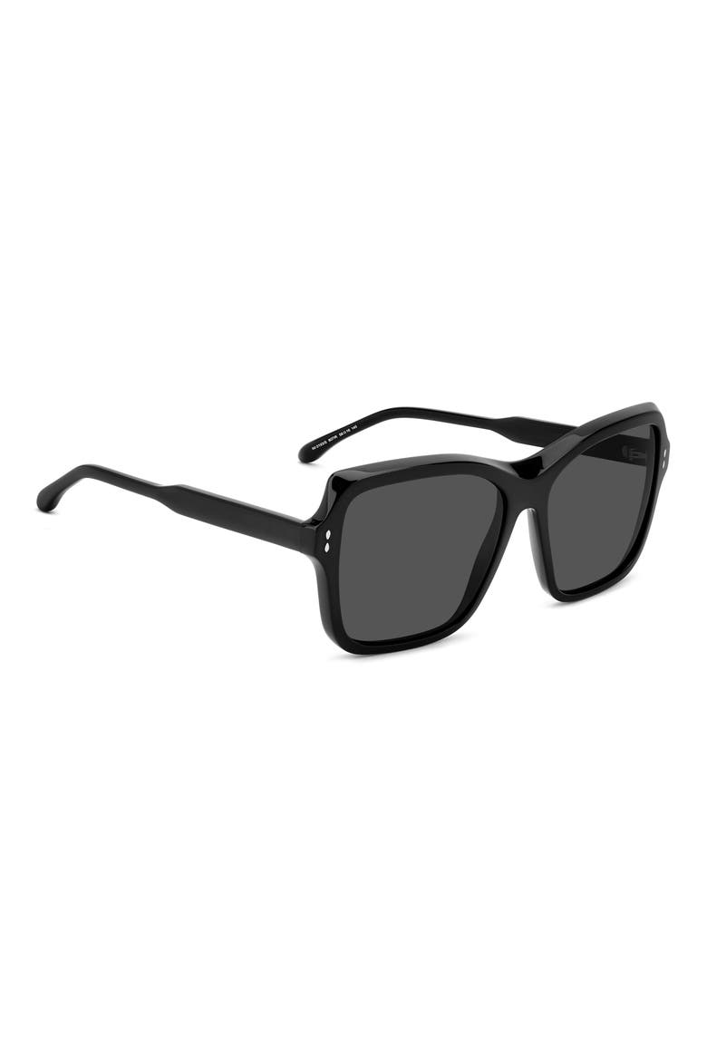 58mm Rectangular Sunglasses, Alternate, color, BLACK