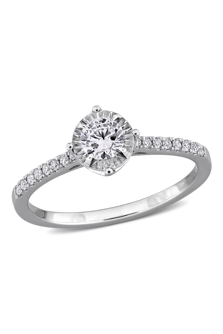 1/3 ctw Lab-Grown Diamond Halo Engagement Ring 18k, Main, color, White Gold