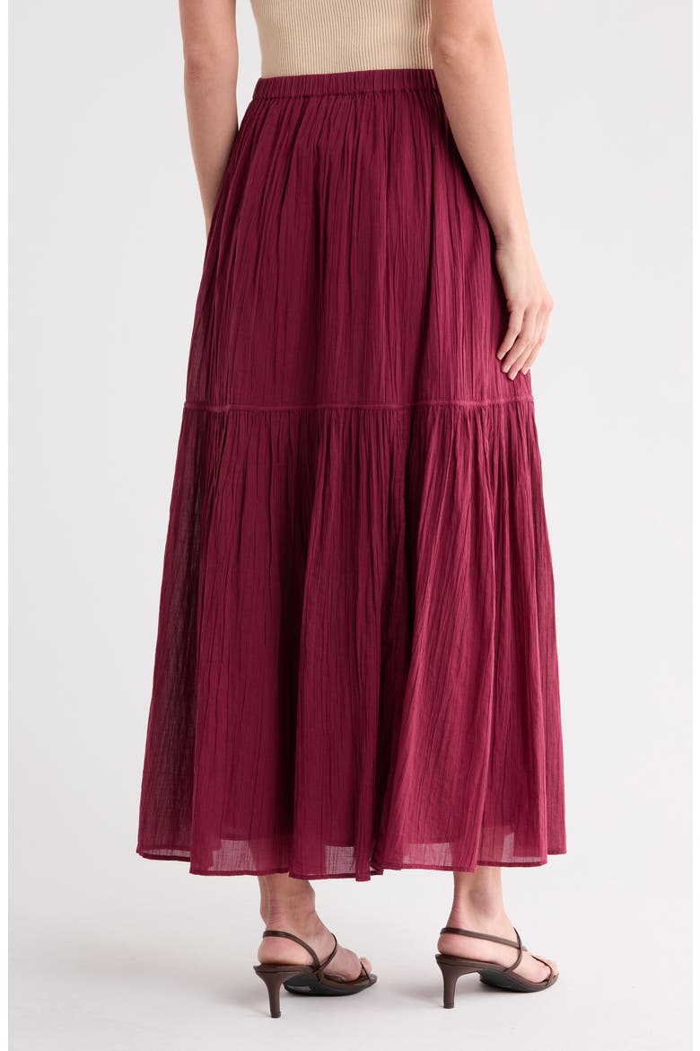 Pia Pintuck Tiered Maxi Skirt, Alternate, color, BERRY