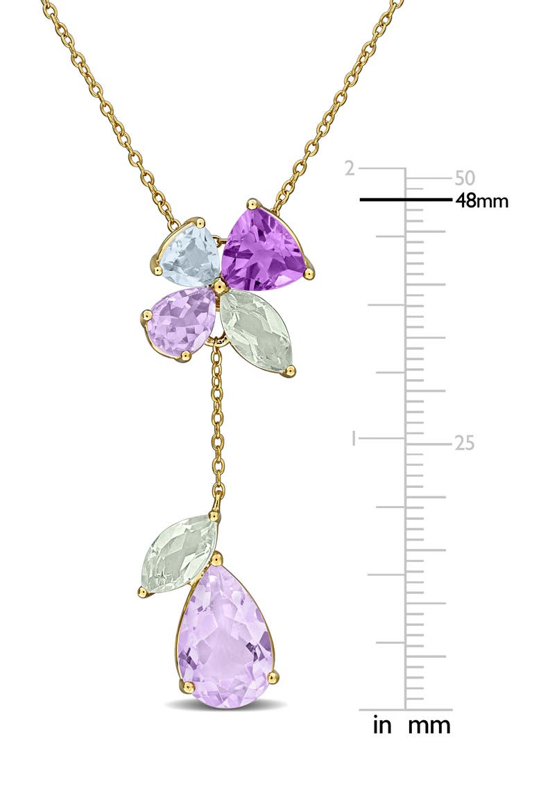 Multi-Gemstone Floral Drop Pendant Necklace, Alternate, color, PURPLE MULTI