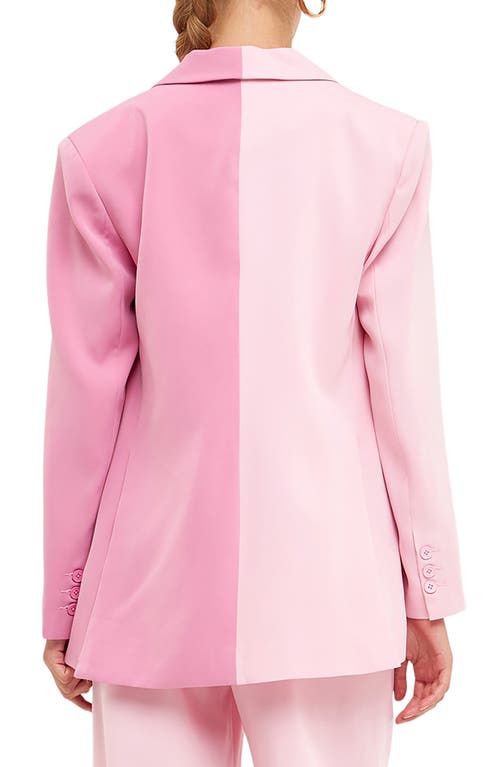 Shop Endless Rose Two-tone Blazer In Pink Multi