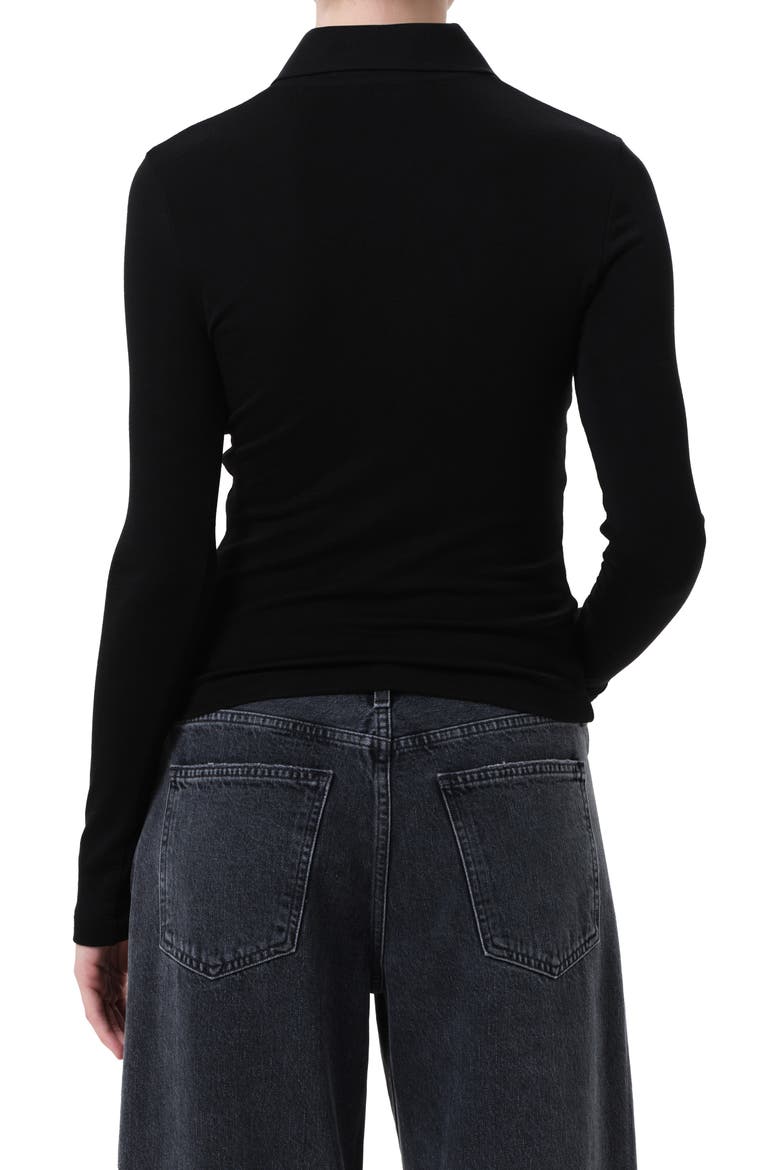 Amos Long Sleeve Polo Shirt, Alternate, color, BLACK