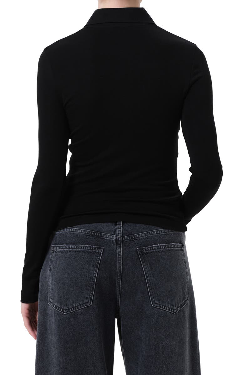 AGOLDE Amos Long Sleeve Polo Shirt, Alternate, color, Black