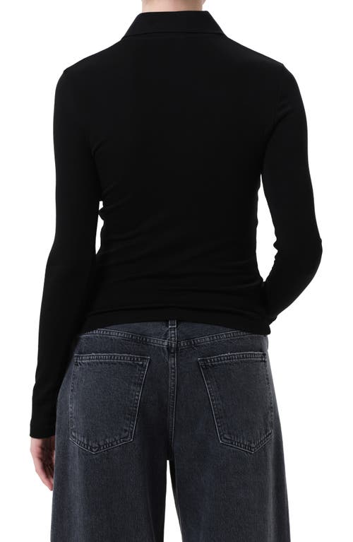 Agolde Amos Long Sleeve Polo Shirt In Black