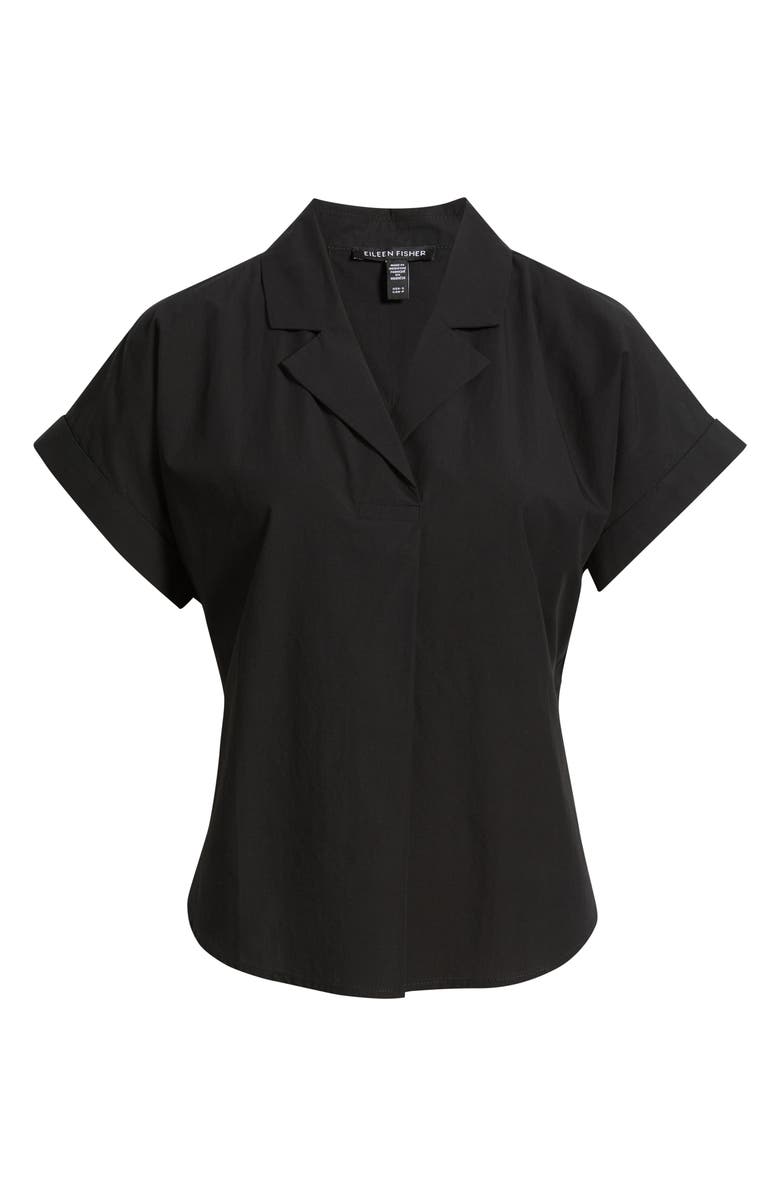 Eileen Fisher Notch Collar Roll Cuff Shirt, Alternate, color, Black