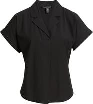 Eileen Fisher Notch Collar Roll Cuff Shirt