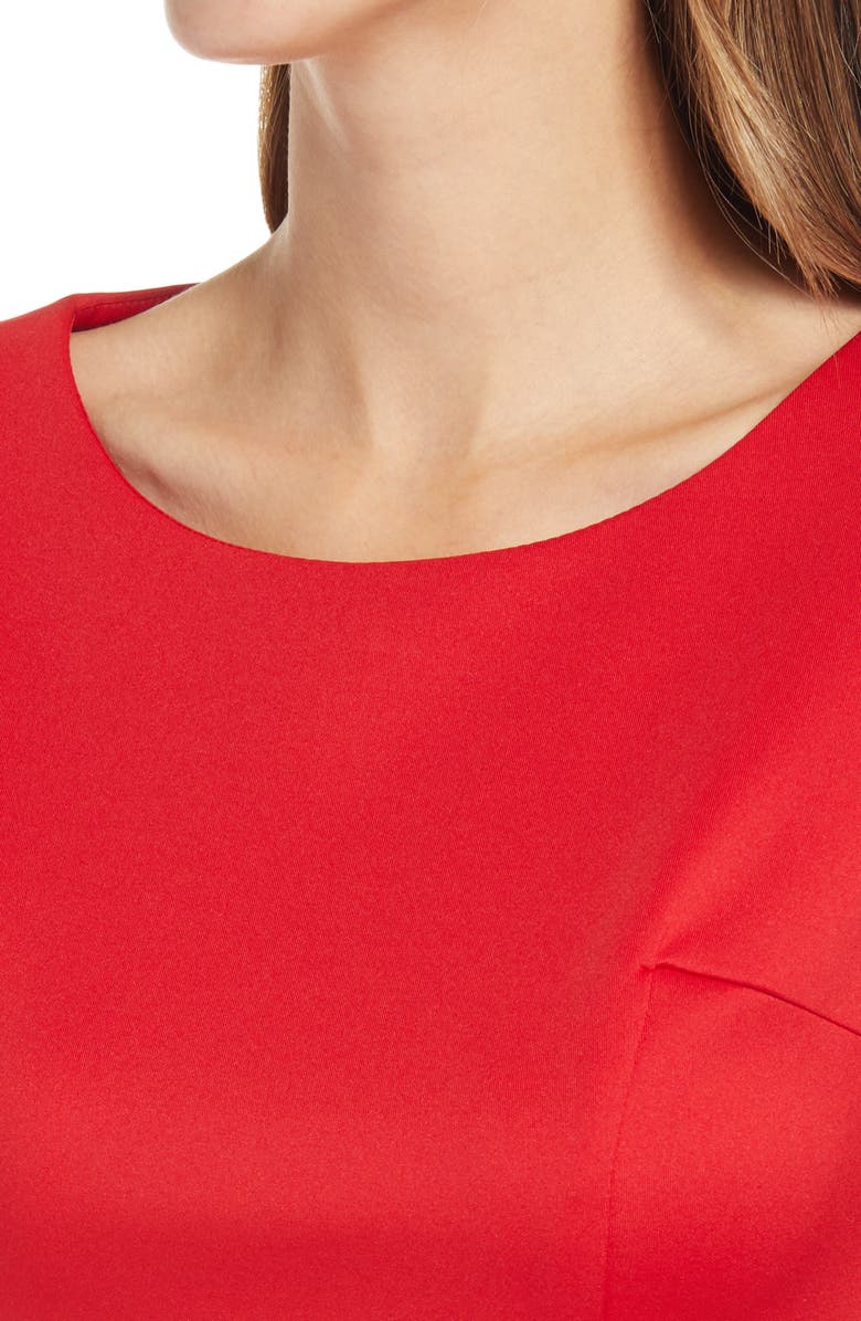 Donna Ricco Ruffle Hem Sleeveless Scuba Dress, Alternate, color, Red