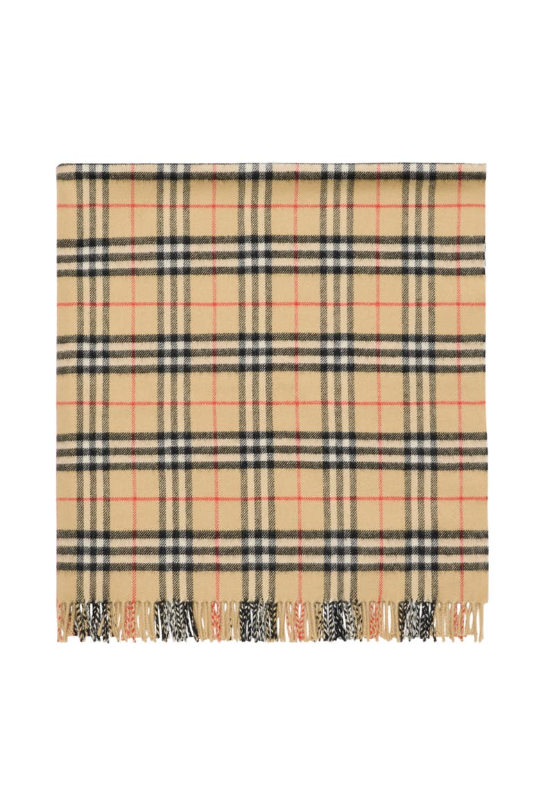 Check Wool Baby Blanket, Main, color, Sand beige