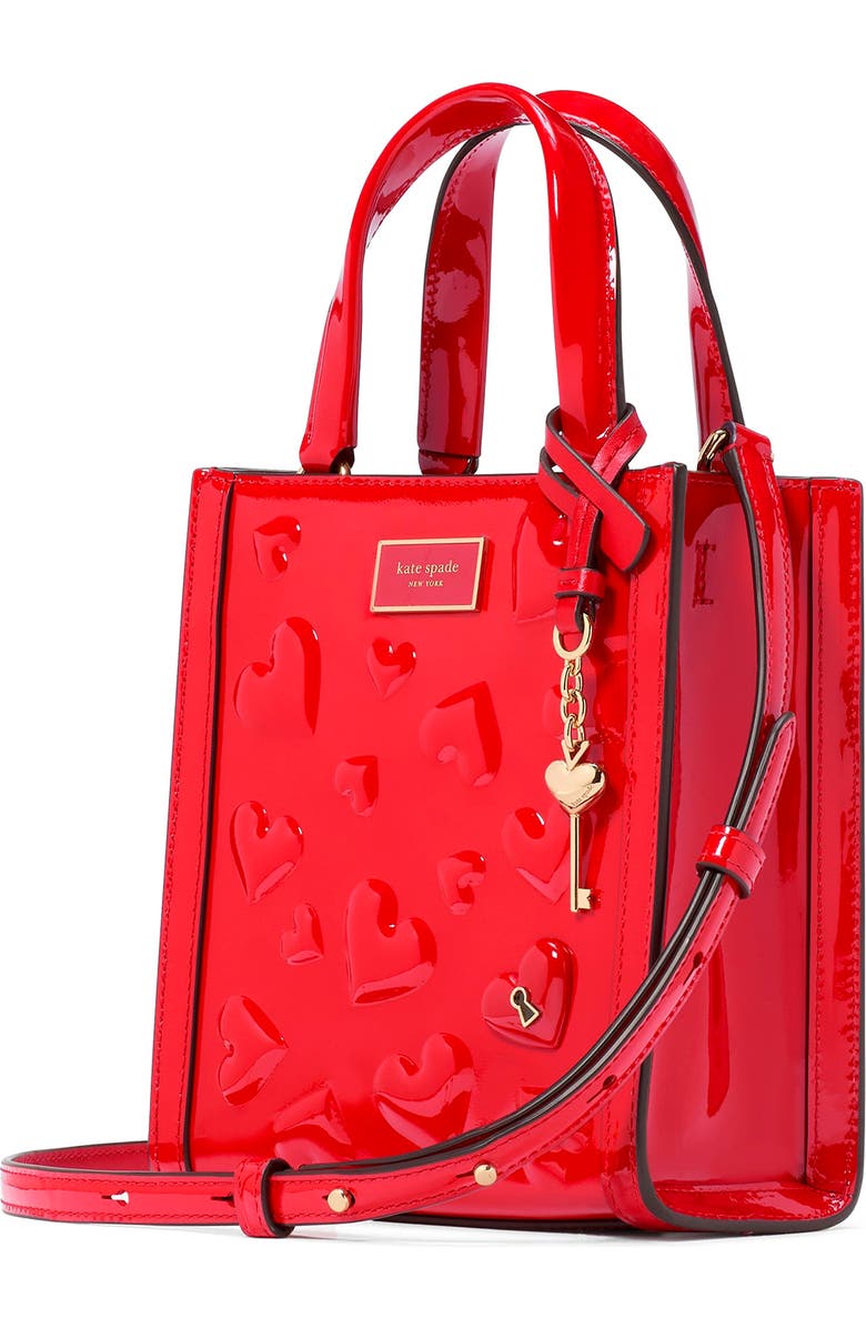 Kate Spade New York key to my heart embossed patent leather tote, Alternate, color,