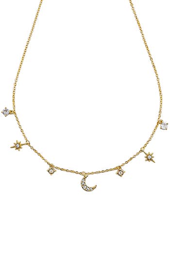 Panacea Celestial Mini Moon & Star Charm Necklace