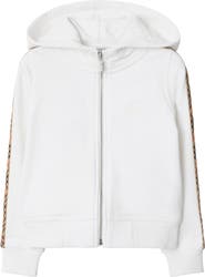 Burberry Check Trim Cotton Zip Hoodie