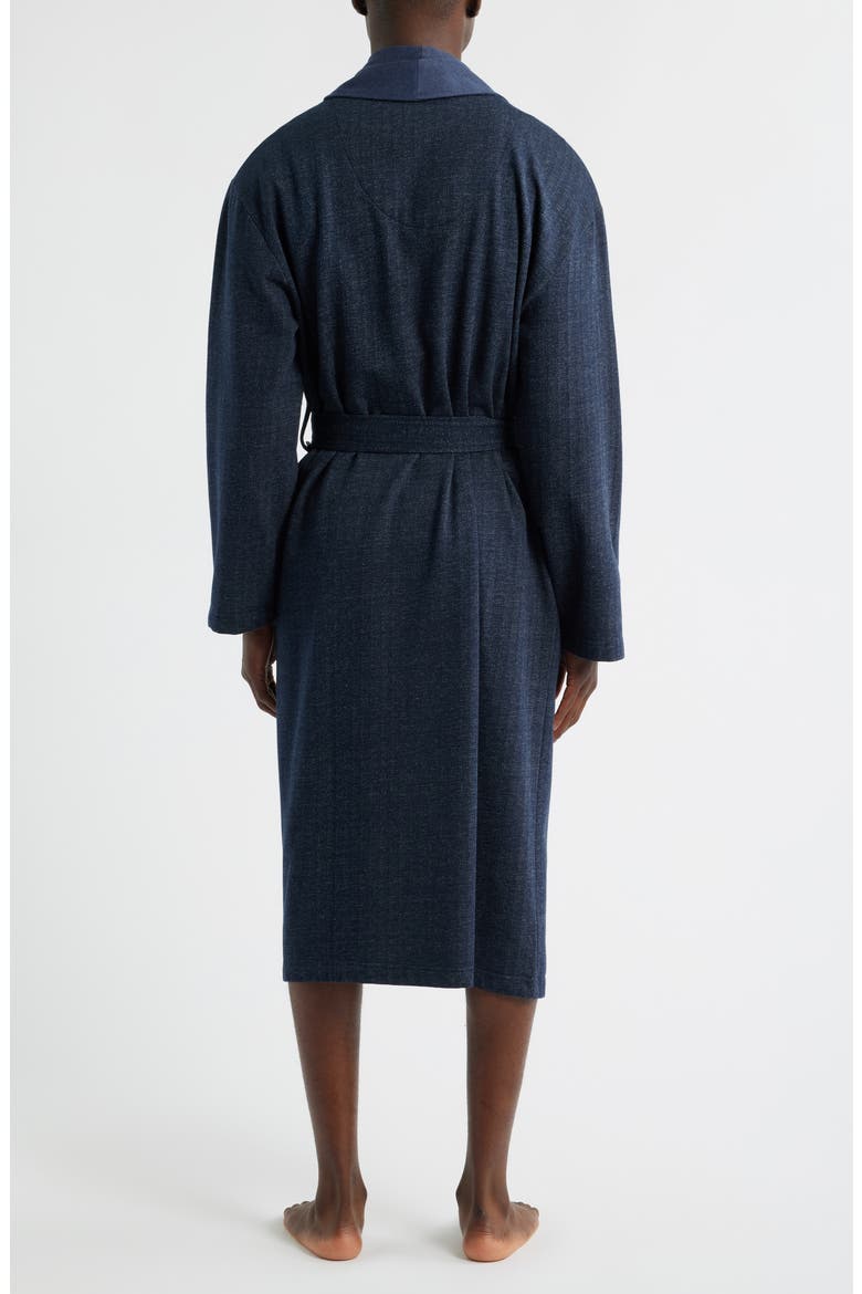 Shawl Collar Cotton Blend Herringbone Robe, Alternate, color, NAVY CHEVRON