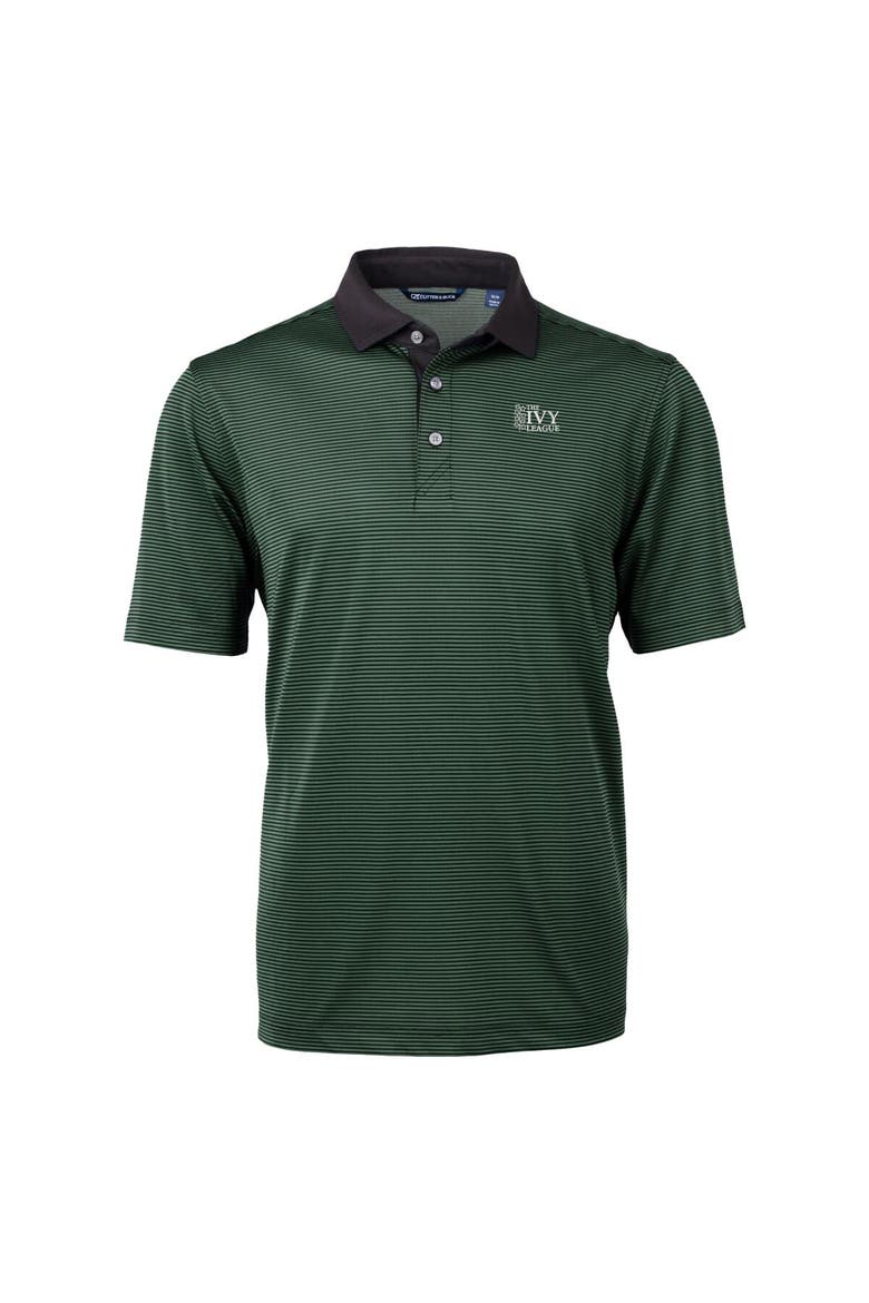 Men's Cutter & Buck  Hunter Green/Black Ivy League DryTec Tri-Blend Virtue Eco Pique Micro Stripe Recycled Polo, Alternate, color, Hunter Green
