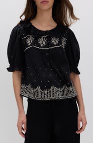 PER UNA BY M&S Embroidered Lace Collar Top