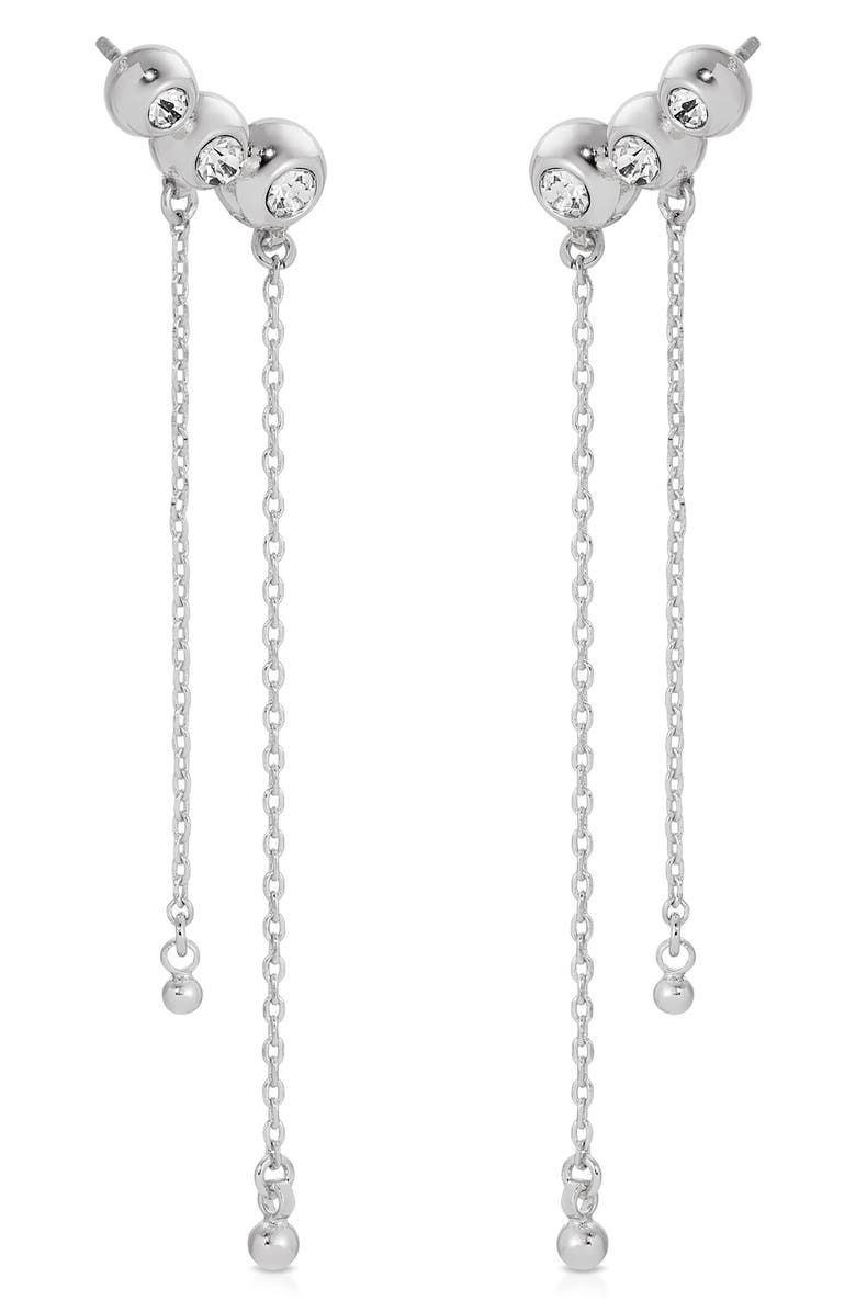 Ettika Deco Crystal Hanging Chain Drop Earrings, Alternate, color, Silver
