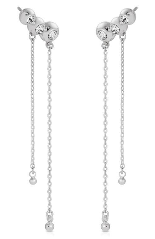 Ettika Deco Crystal Hanging Chain Drop Earrings In Silver