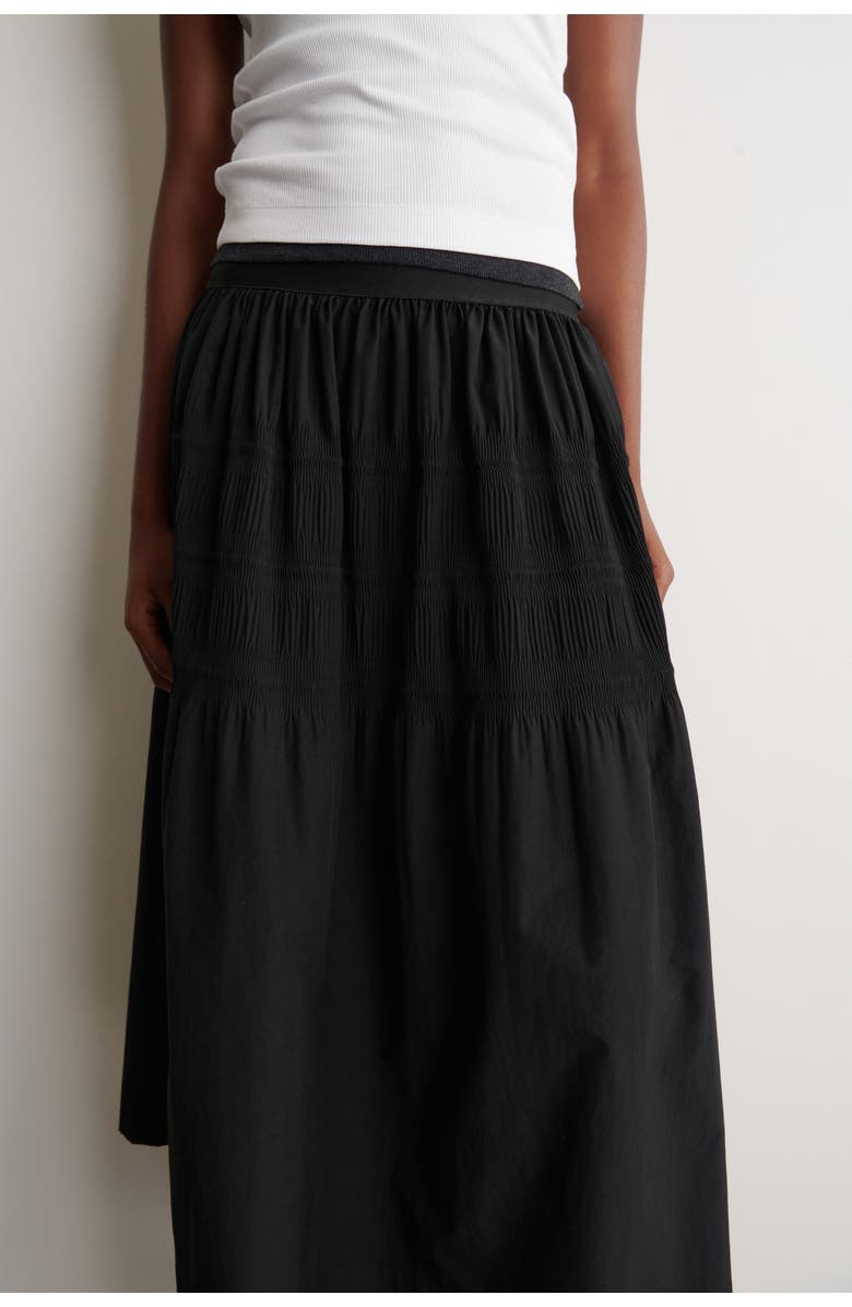 COS Tiered Gathered Midi Skirt, Alternate, color, Black