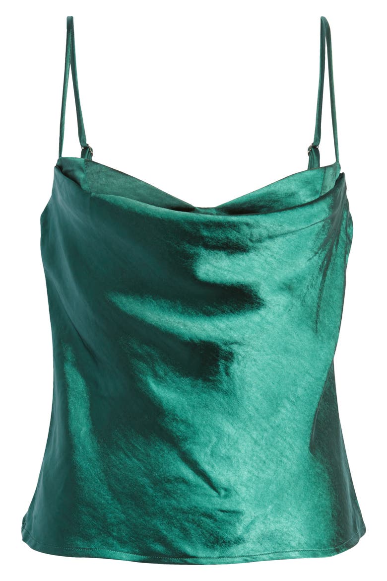 Cowl Neck Satin Camisole, Alternate, color, GREEN