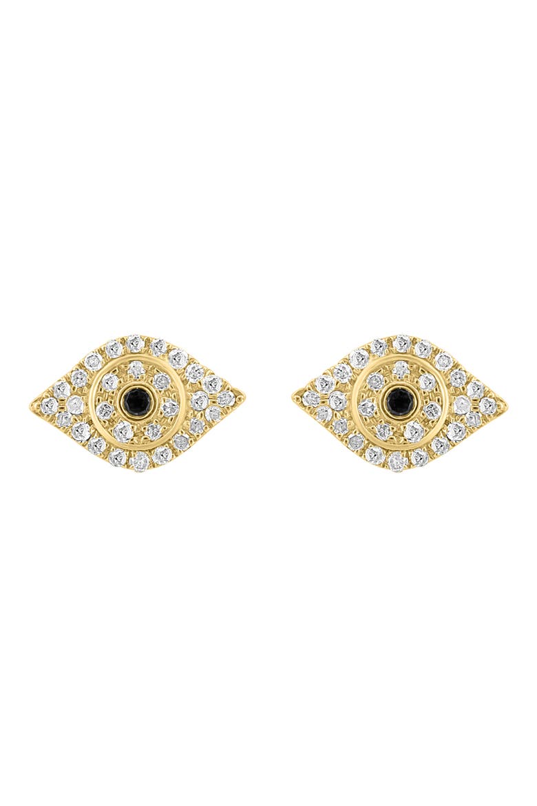 14k Gold Plated Diamond Evil Eye Stud Earrings, Alternate, color, GOLD