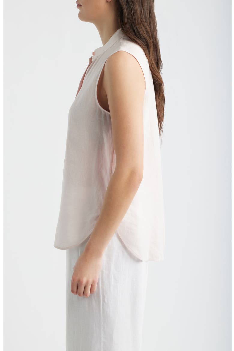 Sleeveless Linen Mandarin Collar Button-Up Shirt, Alternate, color, CRYSTAL PINK