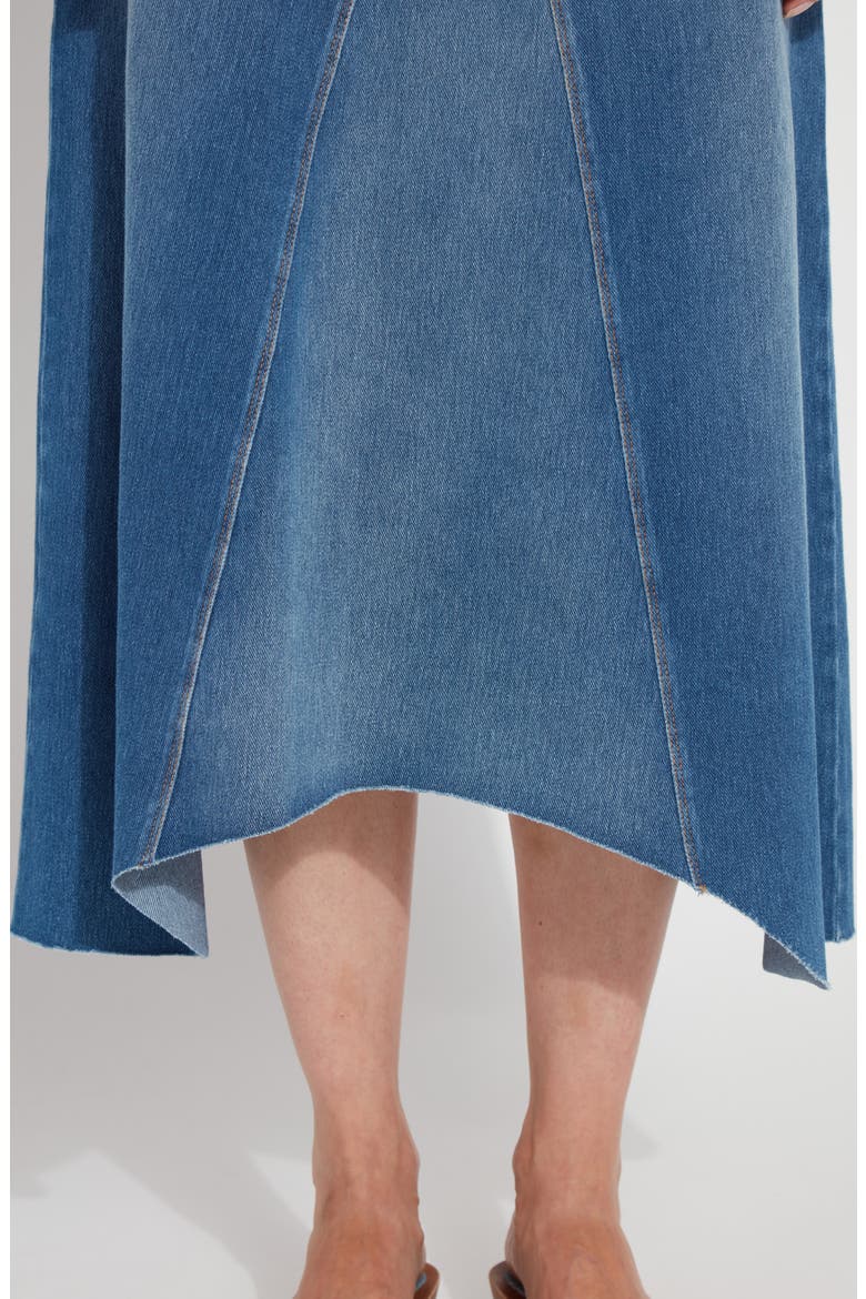 Camille Denim Midi Skirt, Alternate, color, MIDWASH