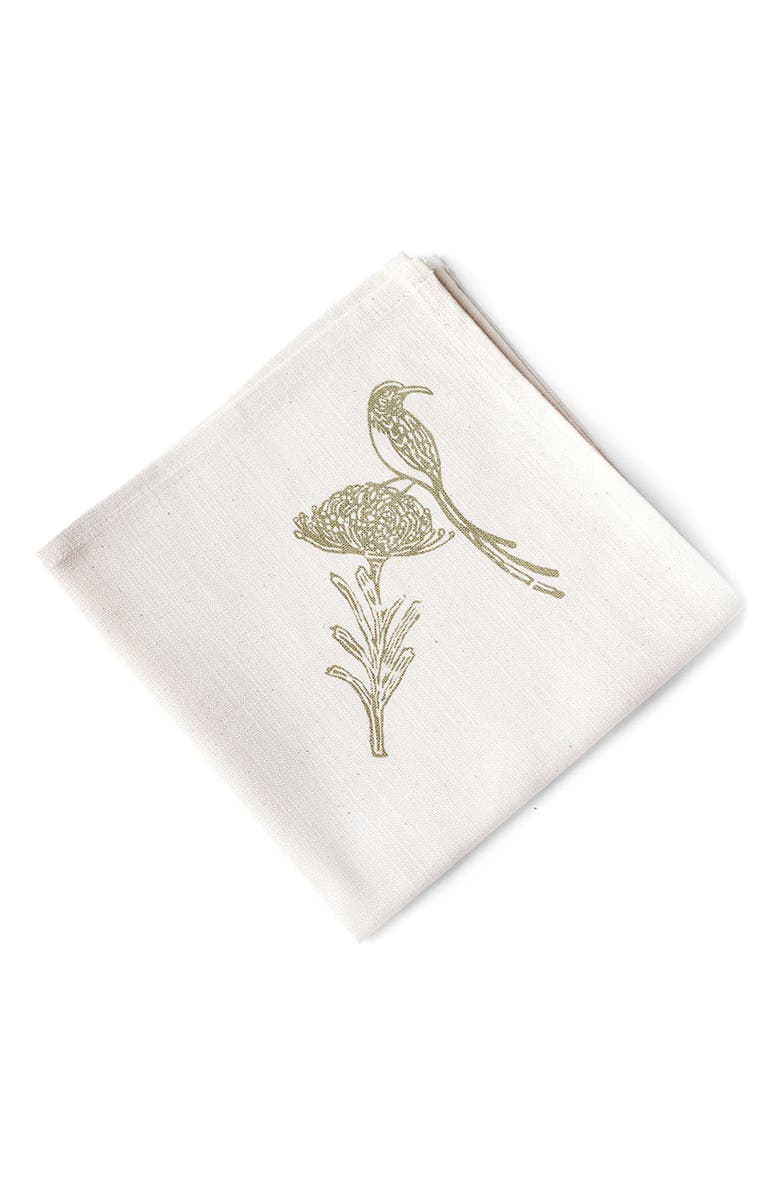 FRENCH HOME Sugarbird Cotton Twill Dinner Napkins, Main, color, Sage