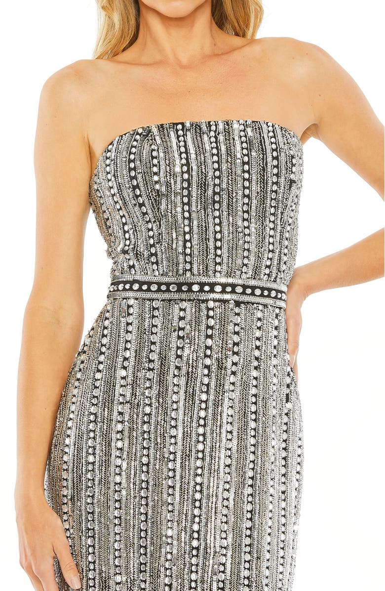 Mac Duggal Embellished Strapless Column Dress, Alternate, color, Black