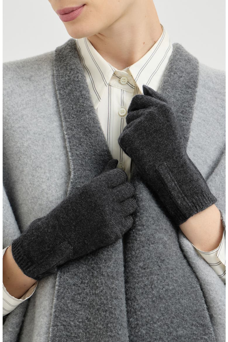 Cashmere knit gloves with monili, Alternate, color, Lignite