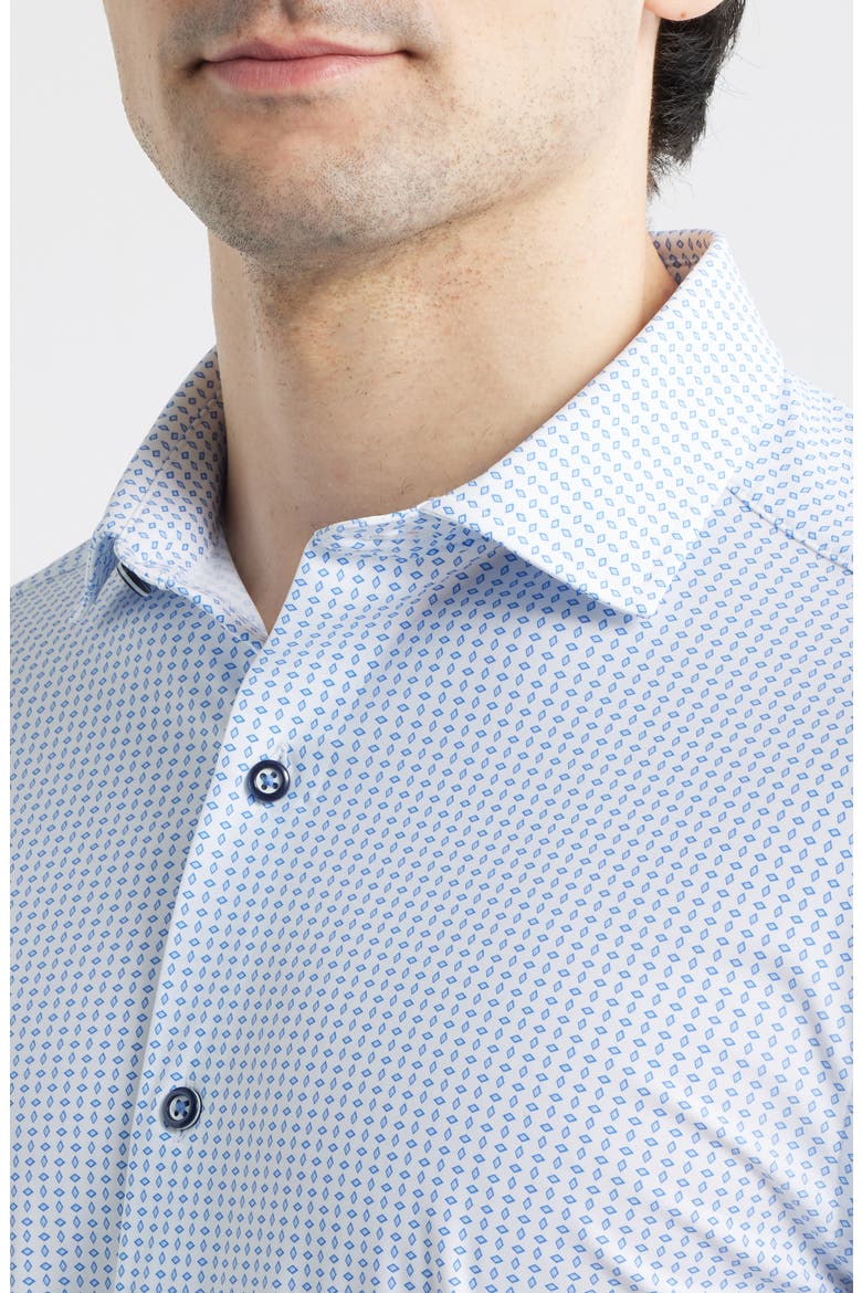 XC Motion Performance Knit Button-Up Shirt, Alternate, color, WHITE/ BLUE DIAMOND