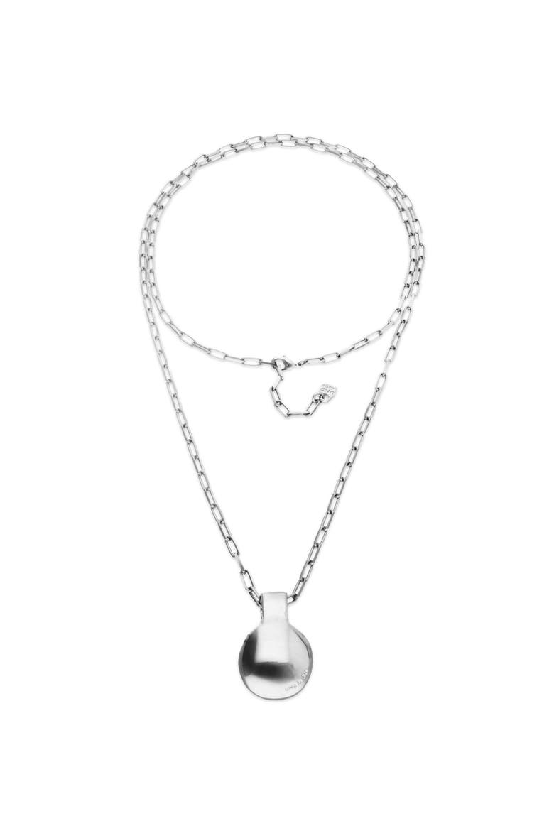 Long Sterling Silver-Plated Necklace with Large Dial, Alternate, color, Silver
