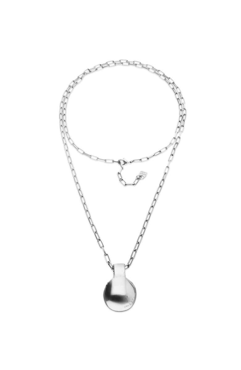 UNODE50 Long sterling silver-plated necklace with large dial, Alternate, color, Silver