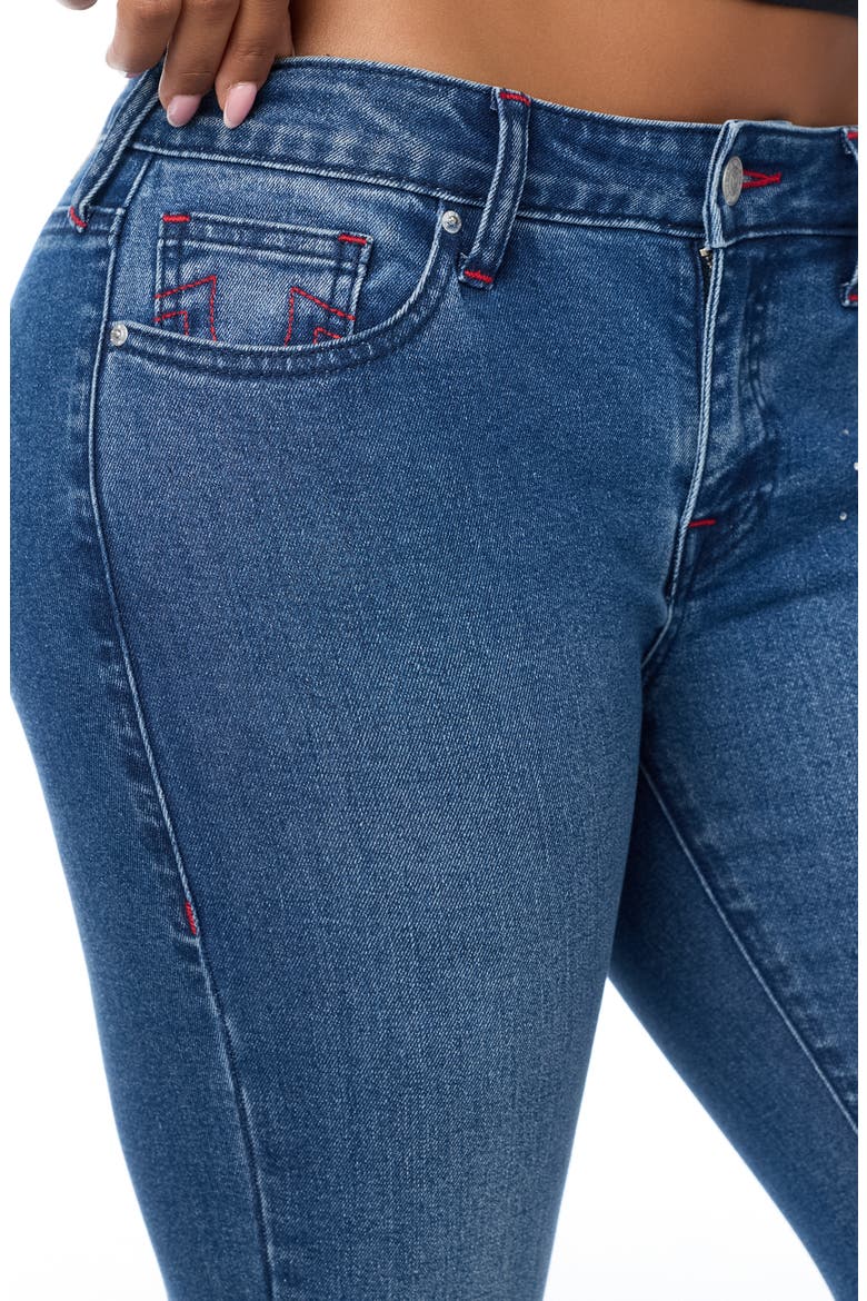 Billie SN NF Rhinestone Mid Rise Straight Leg Jeans, Alternate, color, MEDIUM STARGAZE WASH