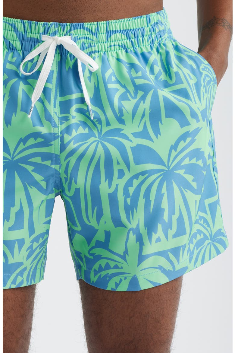 The Frond Farwells Palm Tree Print 5.5-Inch Swim Trunks, Alternate, color, BRIGHT GREEN - PATTERN BASE