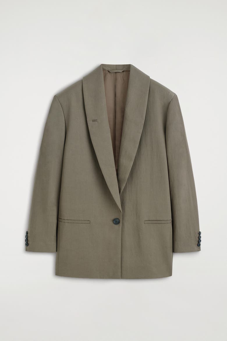 Fluid Shawl-collar Blazer, Alternate, color, DARK BEIGE